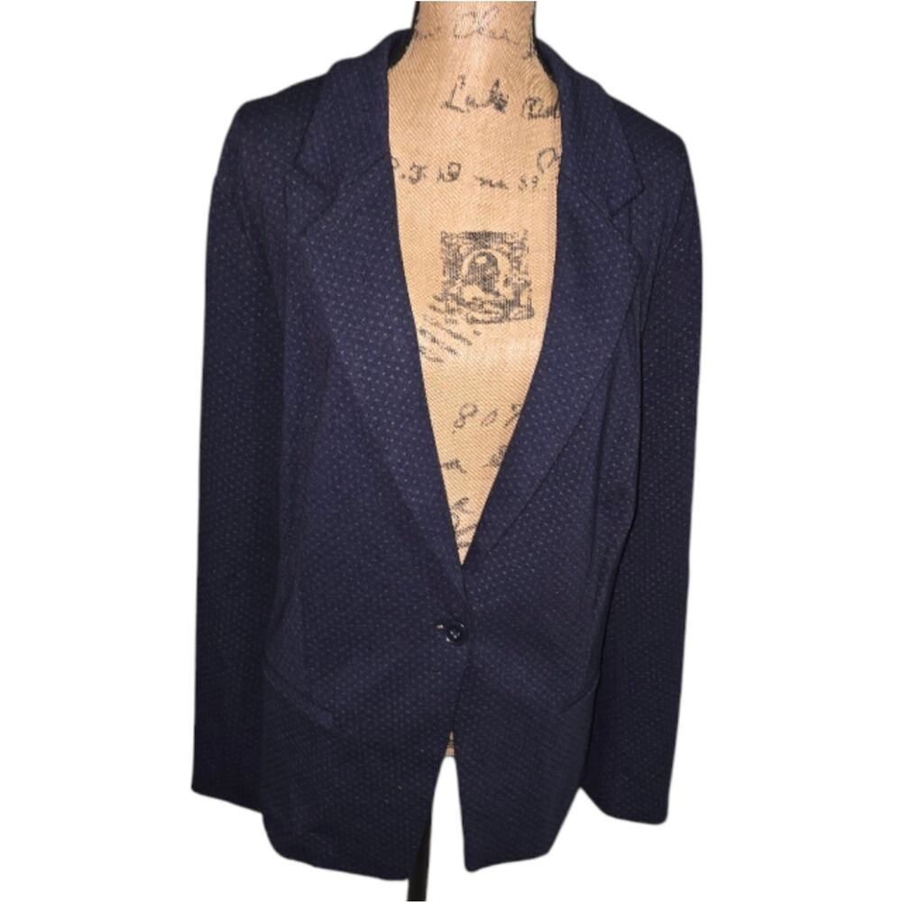 Lane Bryant Navy Tiny Polka Dot Blue Blazer Plus Size 24 New!